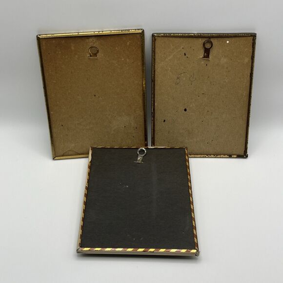 Set Of 3 Vintage Reverse Painted Convex Bubble Glass Silhouette Children Playing - Picture 5 of 5